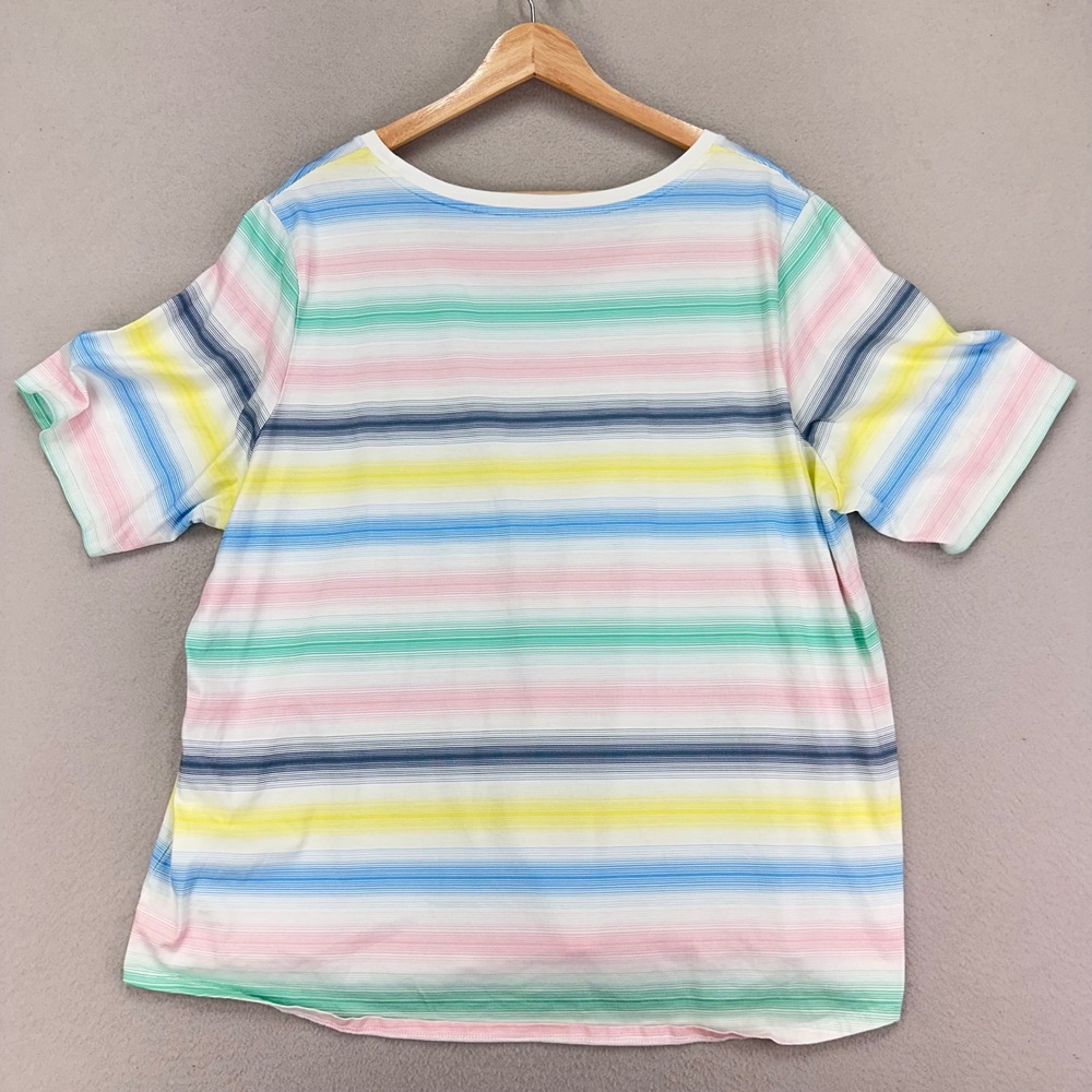Lands' End T-Shirt Womens 1X Striped Rainbow Scoop Neck Short Sleeve - Picture 2 of 7